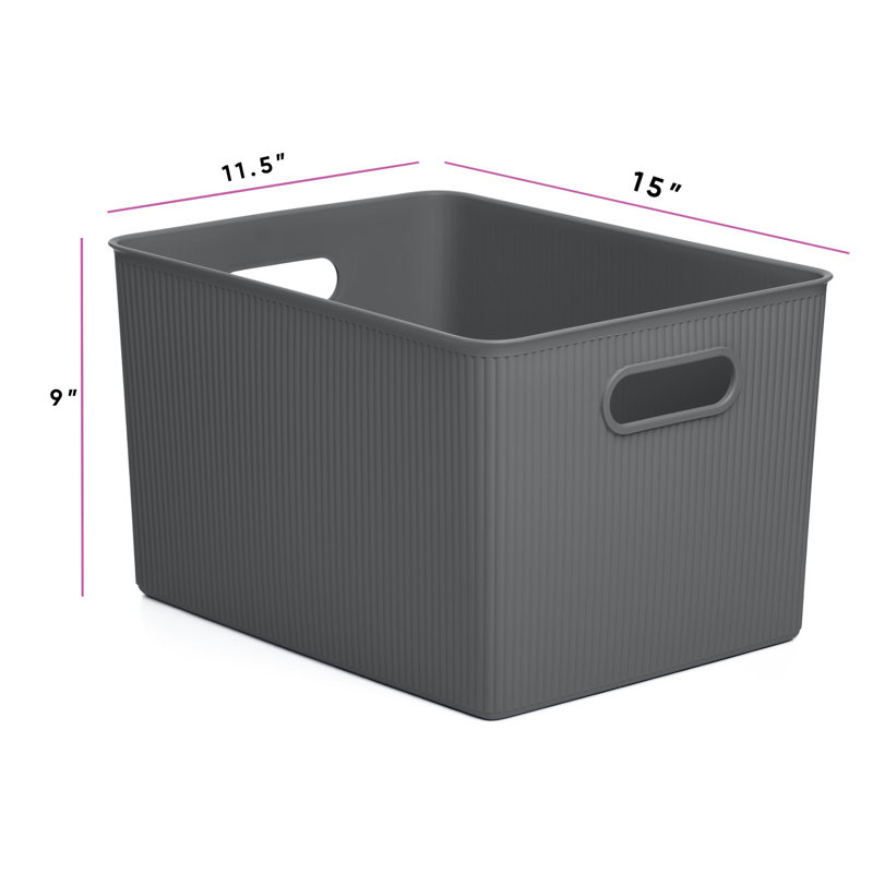 Storage Bin with Matching Lid, Grey