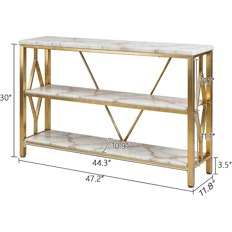 Gold Accent Hallway Entryway Console Table