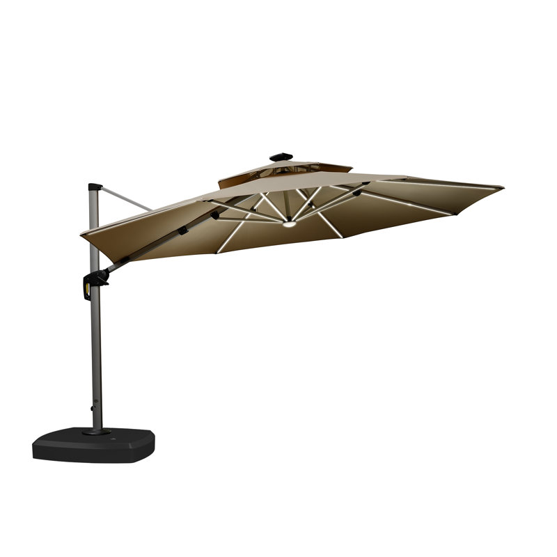 Parasol lumineux en porte-à-faux 12 po, Kaki
