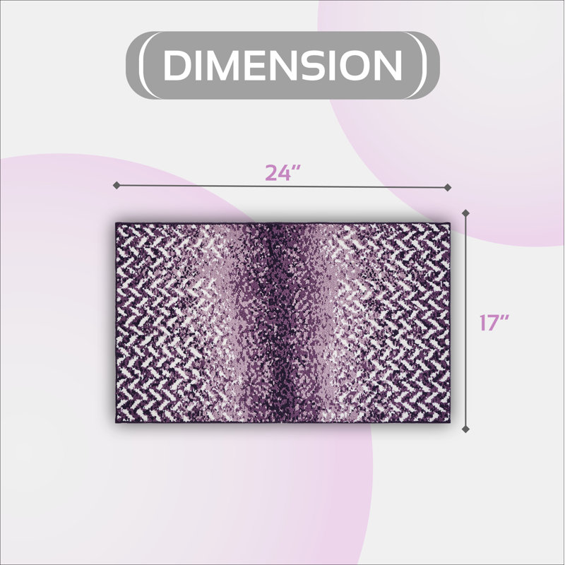 Lucertia Bath Rug  with Non-Slip Backing and Washable Bath Mats, Purple