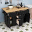 Îlot de cuisine en bois avec tiroirs de rangement, tablettes, station de charge et abattant-1735085540