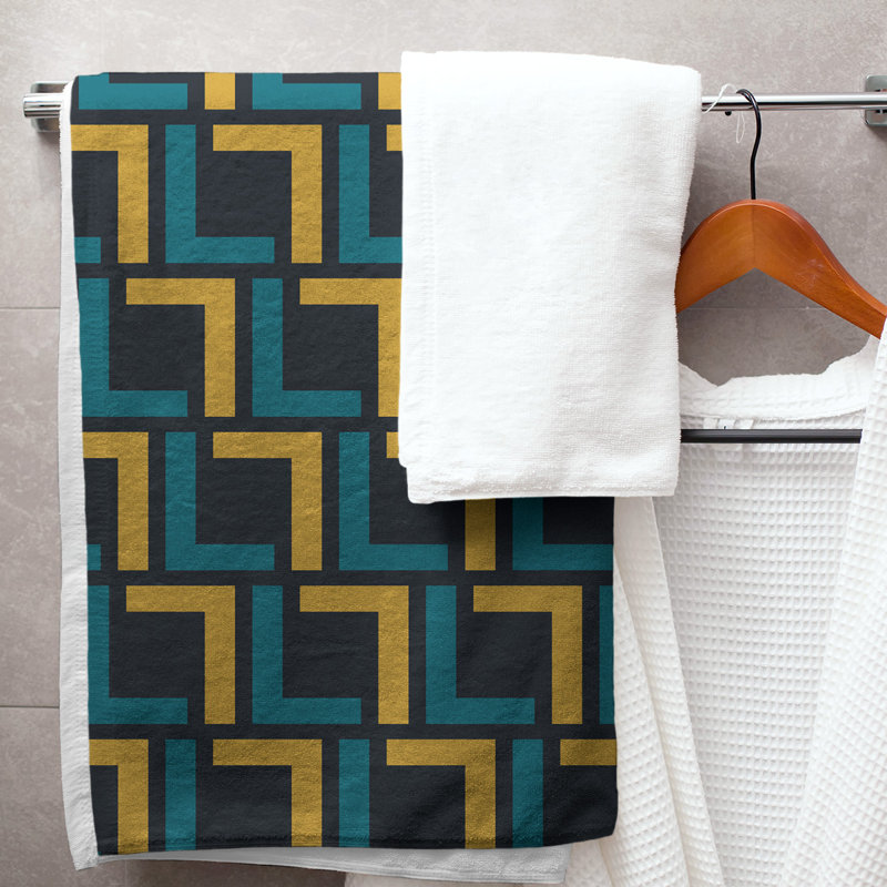 Serviette de bain, Black/Teal/Gold