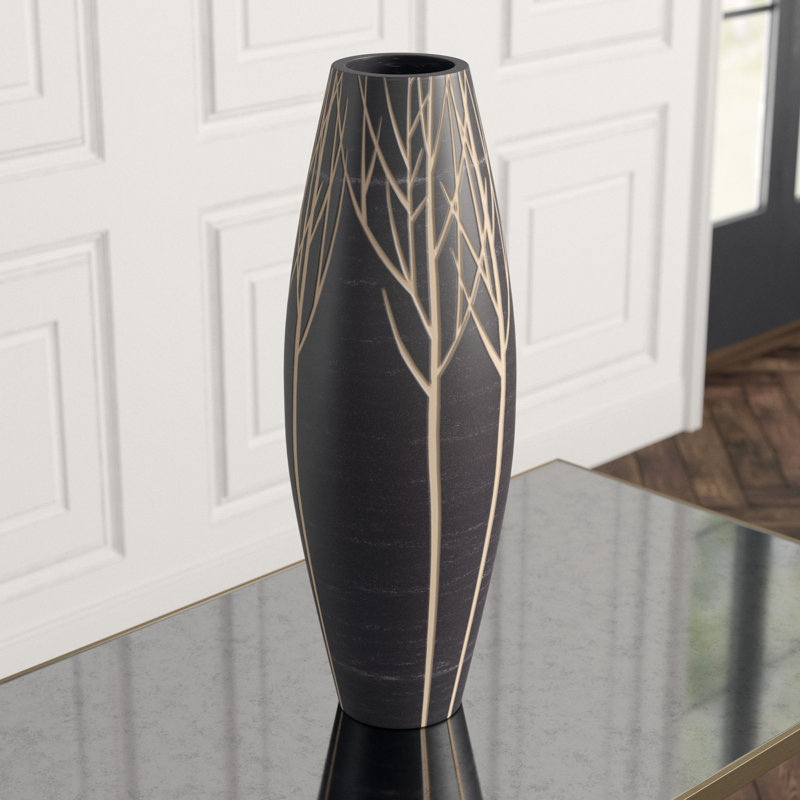 Onyx Winter Handmade Wood Floor Vase
