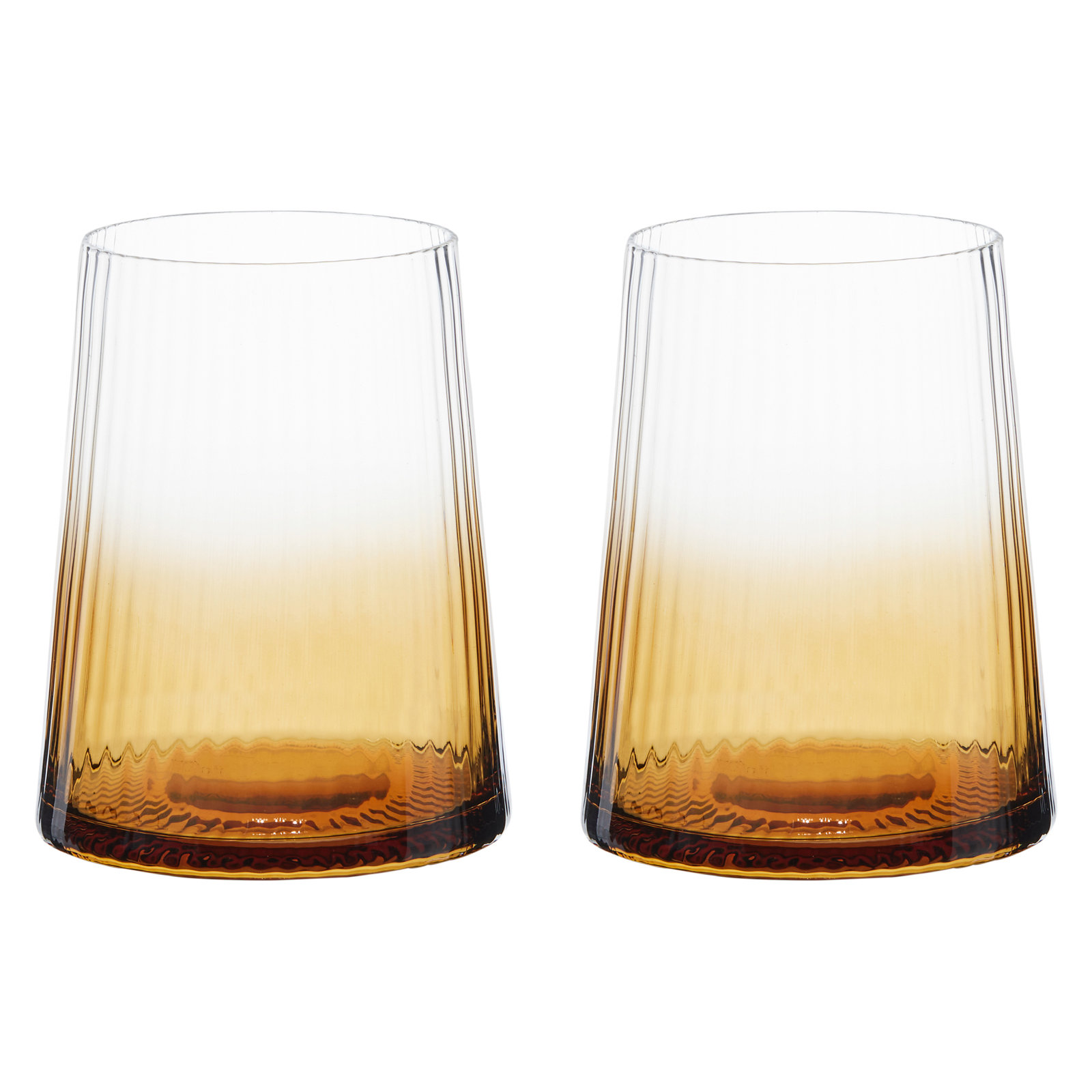 Zoya Ribbed Drinking Glass, Amber