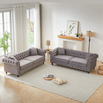 Modern Velvet Upholstered 3+3 Combo Sofa With Solid Wood Frame, Comfortable Cushions, And Elegant Design For Living Room And Office