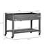 Boîte à fleurs de jardin 47 po x 22 po x 33 po gris foncé avec doublure de lit - roues verrouillables en bois surélevées, tablette de rangement et étagère de drainage