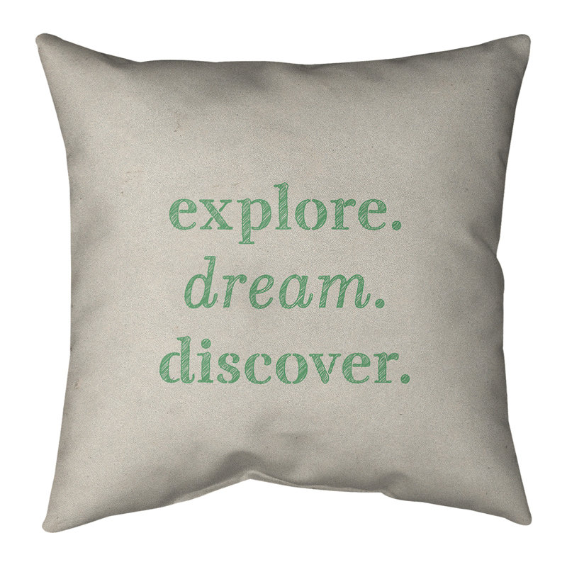 Coussin Handjet, 18 po x 18 po, Beige et vert, Housse de coussin seulement - sans coussin