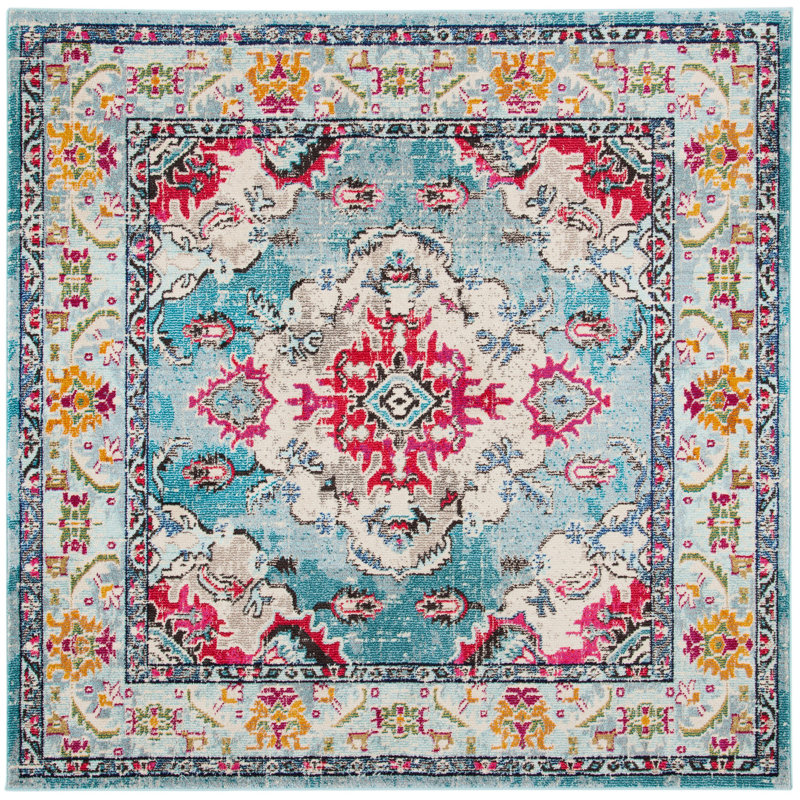 Almyra Oriental Area Rug, Square 9', Pink/Multi