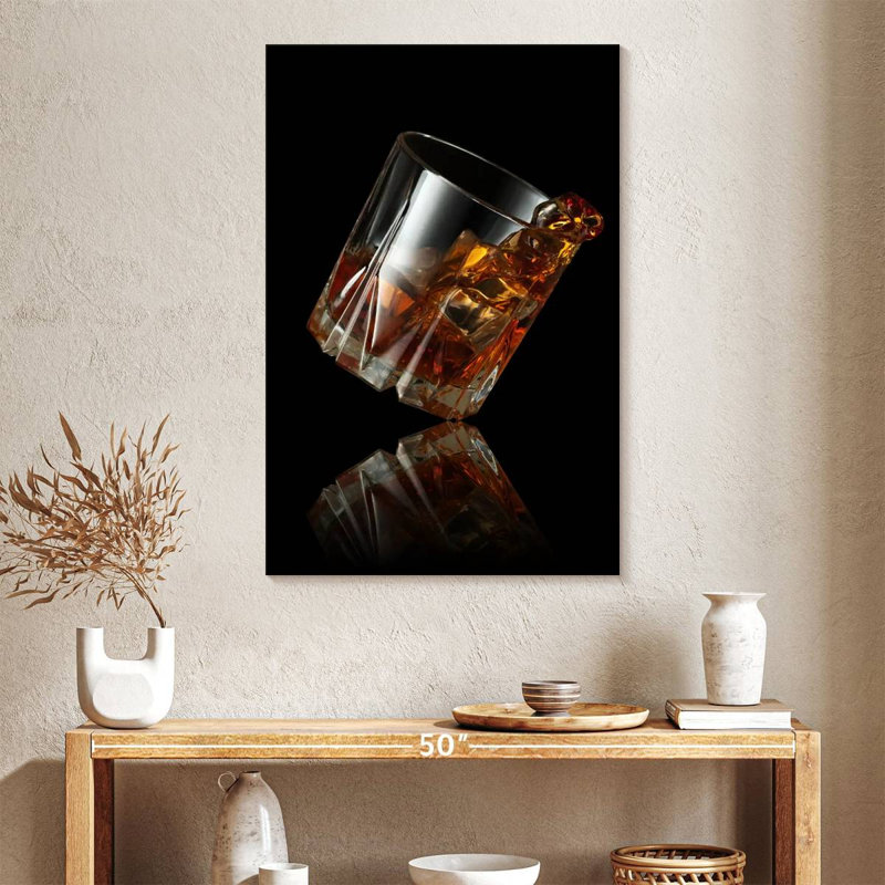 Whiskey Glass Reflection Canvas Print, 39" H x 26" W x 1.25" D
