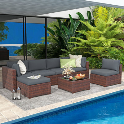 Ensemble de conversation modulaire avec coussins 7 pièces Axwell