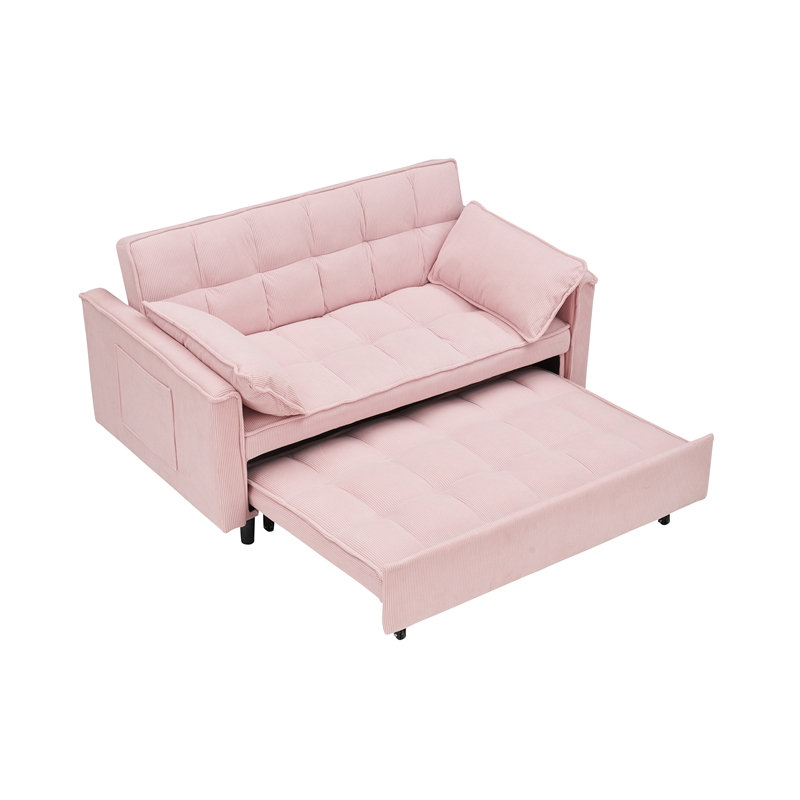 Canapé-lit pliant polyvalent avec dossier réglable pour la détente et le confort, Rose