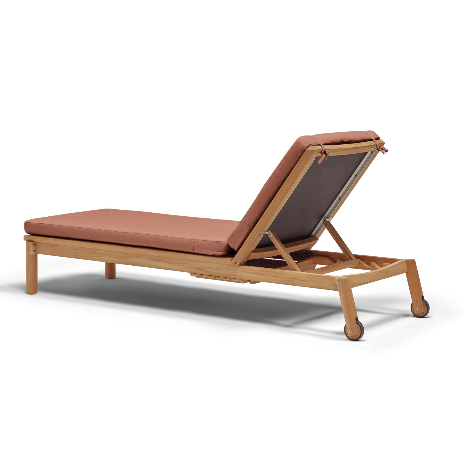 Haven 27.5'' Outdoor Teak Chaise Lounge, Sunbrella Rust