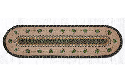 Chemin de table ovale tressé en jute naturelle pour table de salle à manger Shamrock 13 po x 48 po Earth Rugs