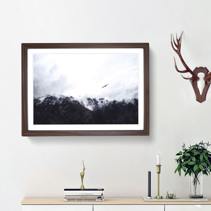 Eagle Flying over Colca Canyon - Picture Frame Graphic Art Print, 24cm H x 33cm W x 2cm D, Walnut Framed