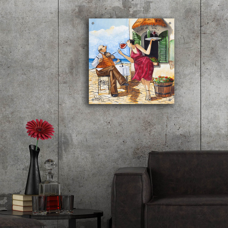 Art mural en verre Winston Porter «Wine & Music» par Ronald West, H 24 po x l 24 po x P 0,2 po