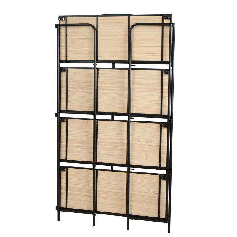 Lejon No Assembly Folding Etagere Bookcase, (4 Shelves) 53.2" H x 30.9" W x 12.6" D, Black