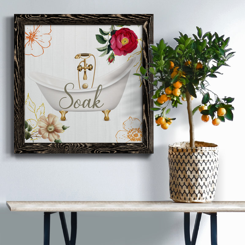Soak - Peinture sur toile encadrée, Toile avec cadre noir patiné, H 17 po x l 17 po x P 1,5 po