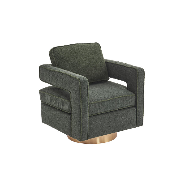 Modern Accent Swivel Barrel Chair For Living Room, Green Faux Fur