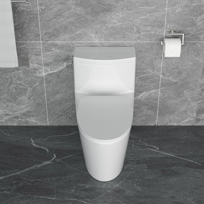 1.28 GPF Single Flush Elongated One Piece Toilet 12" Rough In Skirted Design ADA Seat Height Toilet