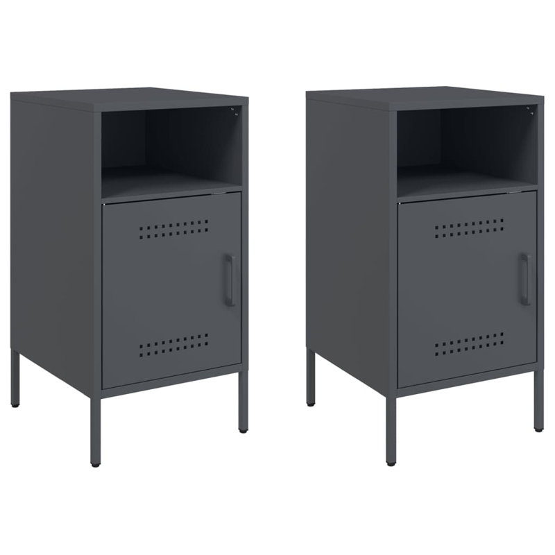 Bedside Cabinets 2 pcs 36x39x68 cm Steel, Anthracite