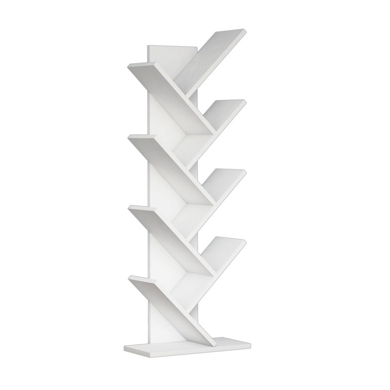 Hitit Tree Bookcase 128.5 cm - Modern Wooden Bookshelf/Tall Freestanding Book Shelf with Multi-Compartment Storage, Decorative Tree Bookshelf for Living Room, Office or Bedroom
