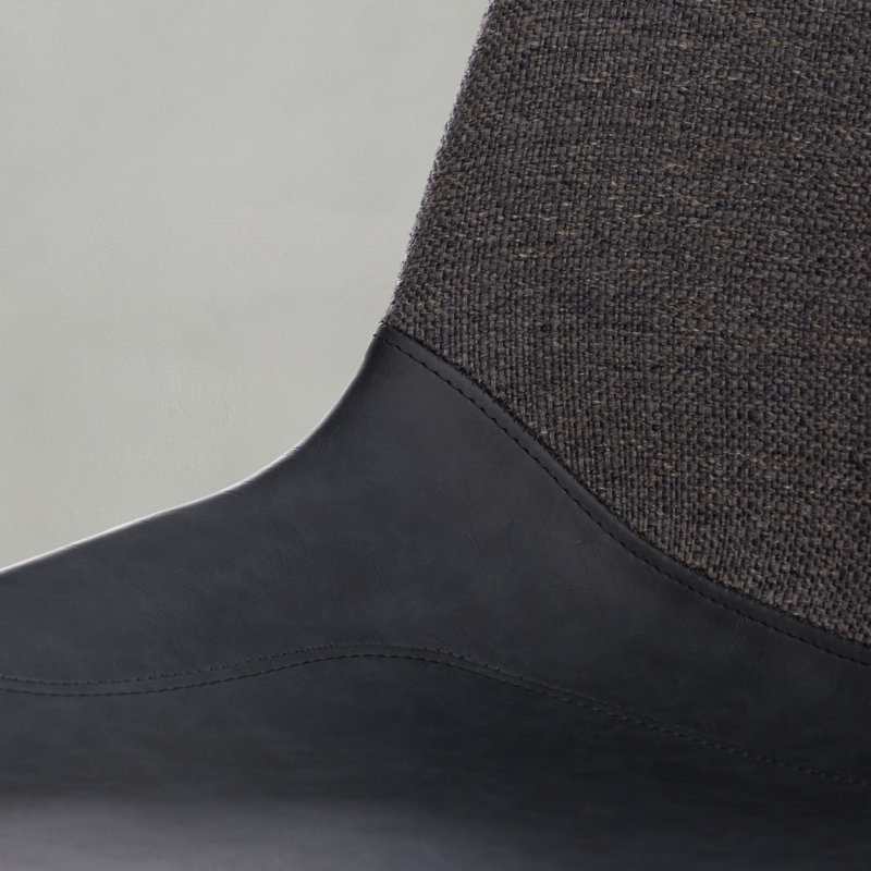 Chaise d'appoint Castillon, Similicuir noir / tissu gris
