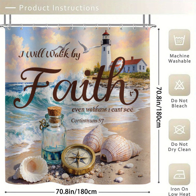 Rideaux de douche Coastal Faith, 71 × 71