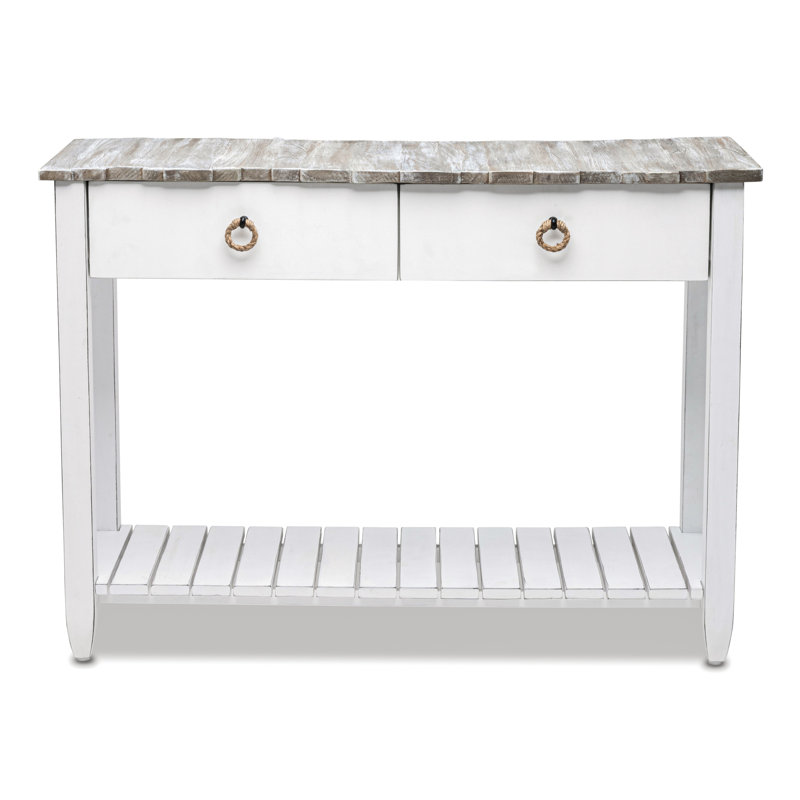 Decastro - Solid Wood Console Table - Distressed Grey, White Finish, Gray