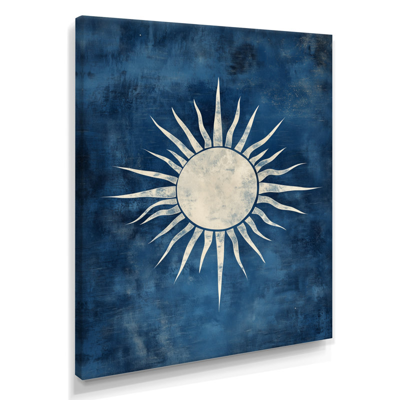 Sun Rays in Prussian Blue I - reproduction d'art sur toile, H 40 po x l 30 po, Toile tendue