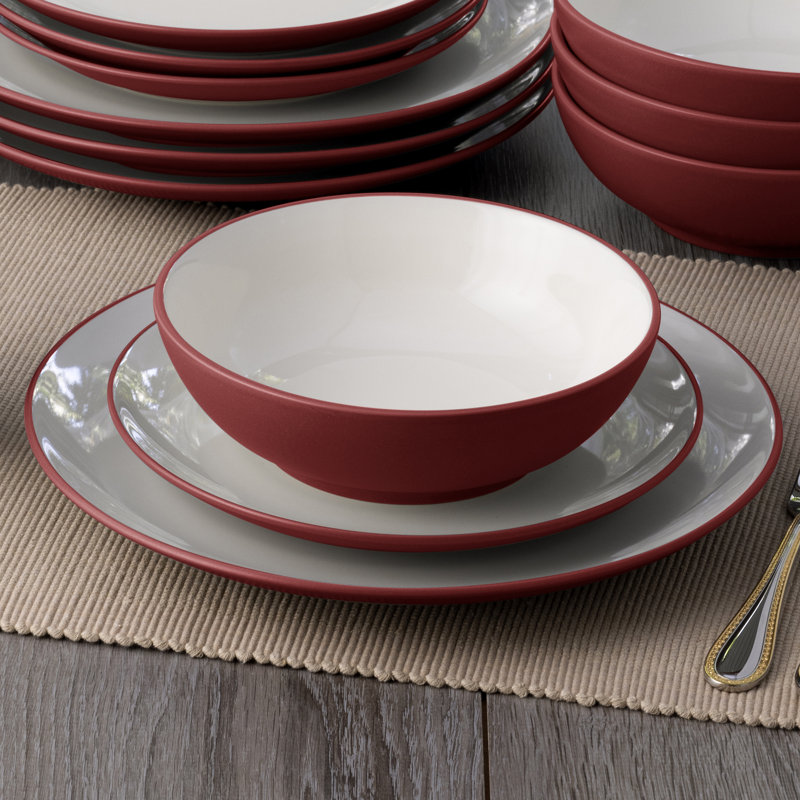 Raspberry Ceramic Coupe Salad Plates, Set of 4
