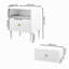 Modern White Nightstand With Drawer And Open Shelf, Bedside Table With Gold Knob, Solid Wood Legs, Small End Table For Bedroom, Living Room