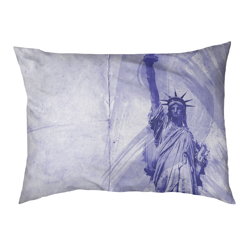 Oreiller statue of liberty designer Burkhardt, L 32,5 po x l 42,5 po, Bleu / Noir