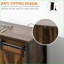 Buffet de style campagnard industriel avec portes de grange coulissantes, 3 tiroirs Tablettes réglables, brun rustique | Panneau de particules | Structure en acier