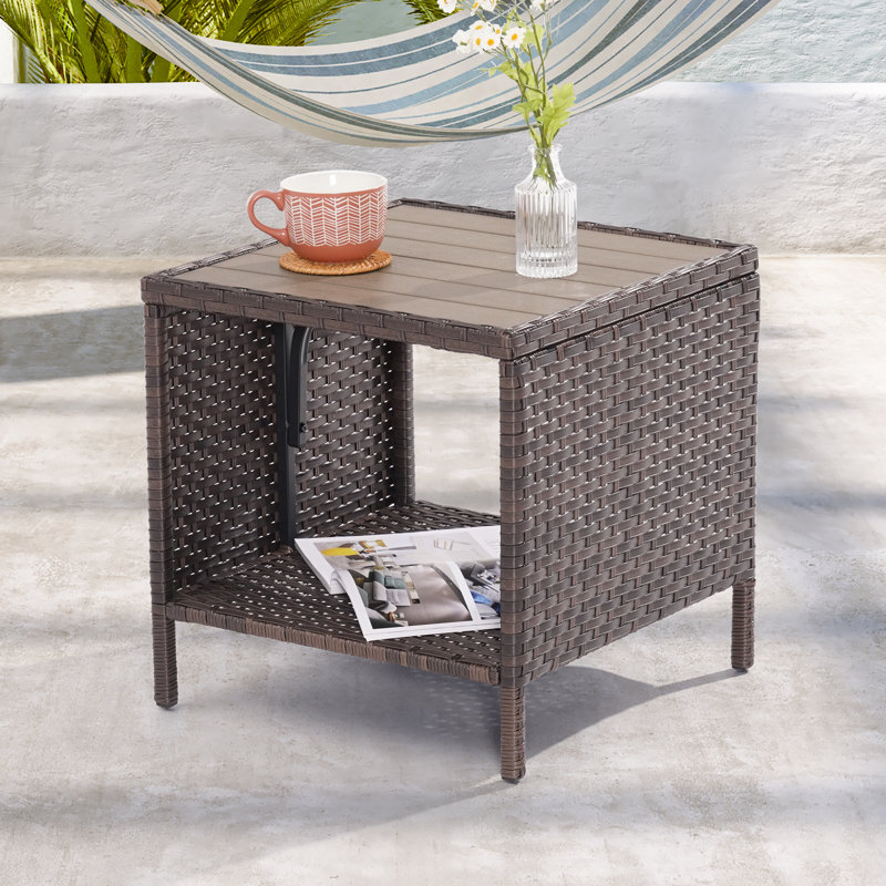 Cimitrio Square 18'' L x 18'' W Outdoor Side Table, Brown