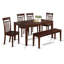 L'ensemble 6 pièces de table et chaises de cuisine comprend une table de salle à manger rectangulaire et 4 chaises de salle à manger en similicuir avec un banc, un cappuccino-1749228050-1844406013