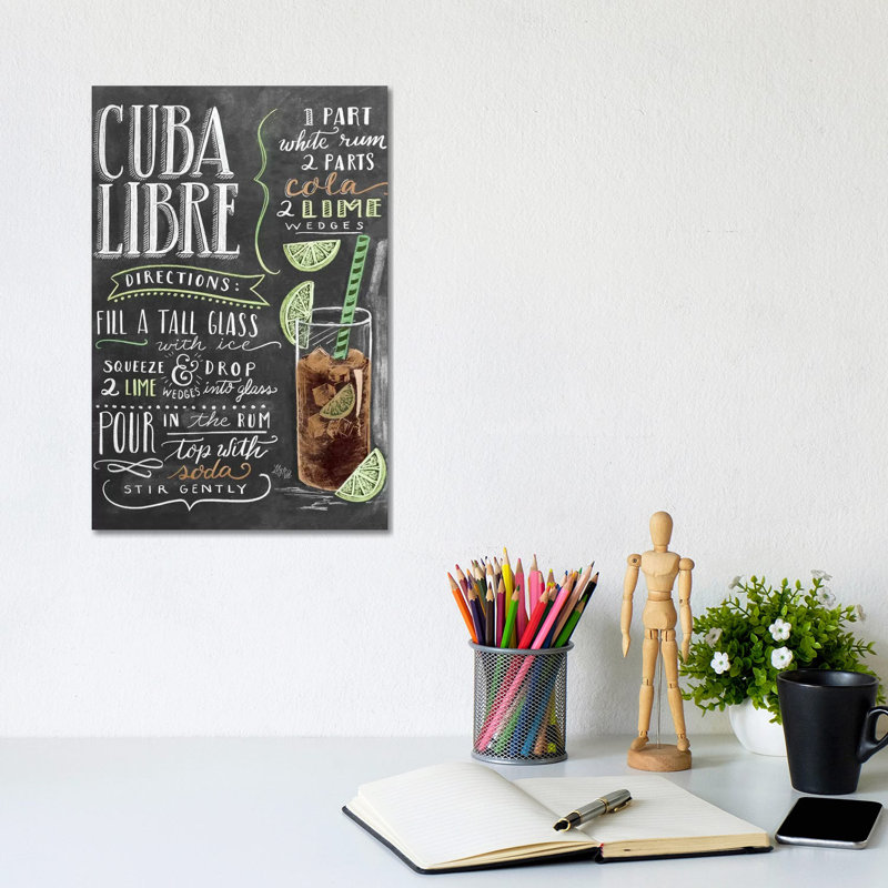 Cuba Libre Recipe - Print on Canvas, 30.48cm H x 20.32cm W x 1.91cm D, Wrapped Canvas