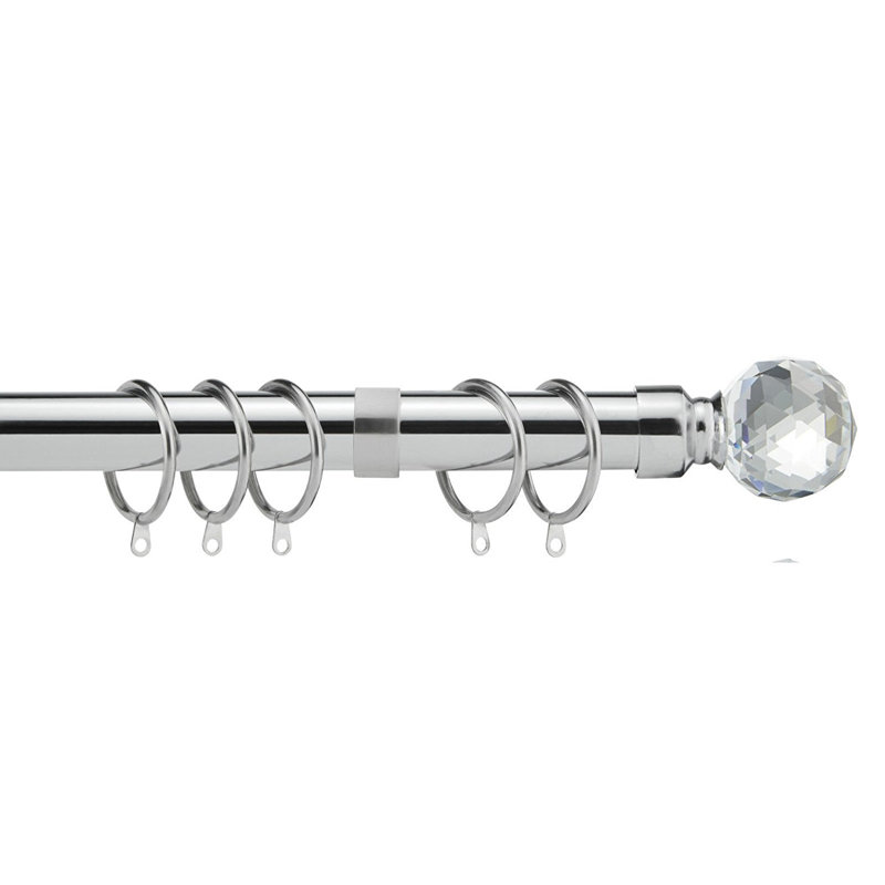 Adjustable Curtain Pole Set, 5cm H x 120cm W x 5cm D, Chrome