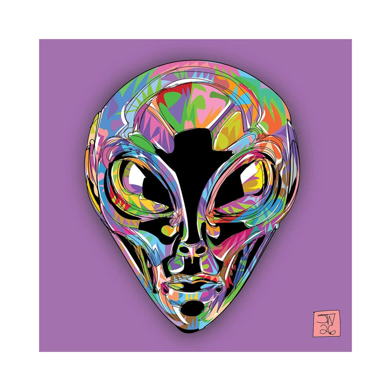 Chrome Alien by TECHNODROME1 - Gallery-Wrapped Canvas Giclée on Canvas, 30.48 cm H x 30.48 cm W x 1.905 cm D, Does Not Apply