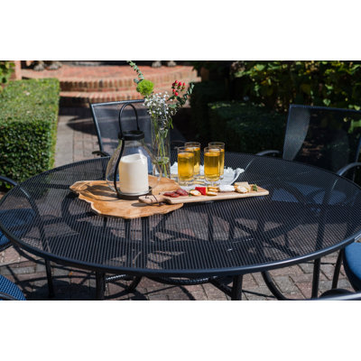 Bontang Wrought Iron Mesh Top Dining Table With Umbrella Hole by Kettler USA