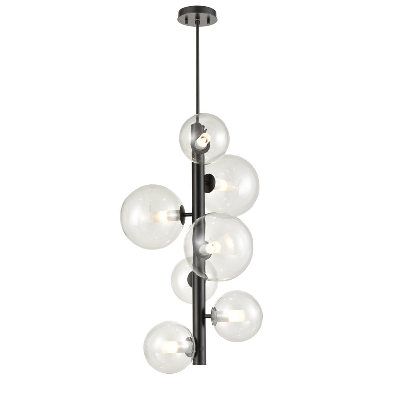 Luminaire suspendu sphère 7 lumières grappe Sumner, Transparent, Graphite