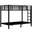 Lit superposé en métal noir simple TG au-dessus de TG, revêtement, assemblage facile, lit design et stable, silencieux, avec rangement inférieur