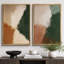 «Earth Tone Abstract Color Shapes Duo Contemporary Modern Design», reproduction d'art sur toile encadrée 2 pièces-120419854-120419852
