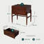 Table de chevet en bois d'hévéa massif, table de chevet de style Mid-Century avec tiroir de rangement, table de bout pour la chambre à coucher et le salon - Noyer