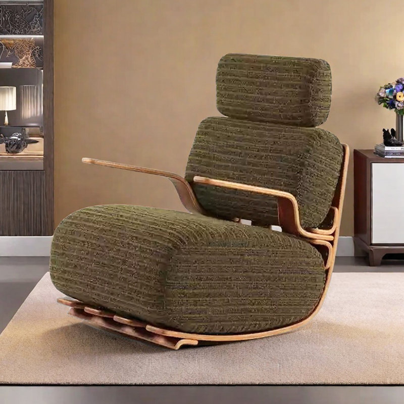 Chaise berçante simple pour salon décontracté, Vert foncé