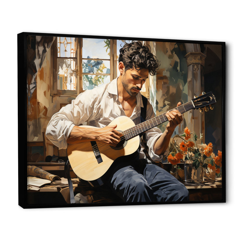 " Music Acoustic Serenade Gentle ", Cadre flottant noir, H 16 po x l 32 po x P 1 po