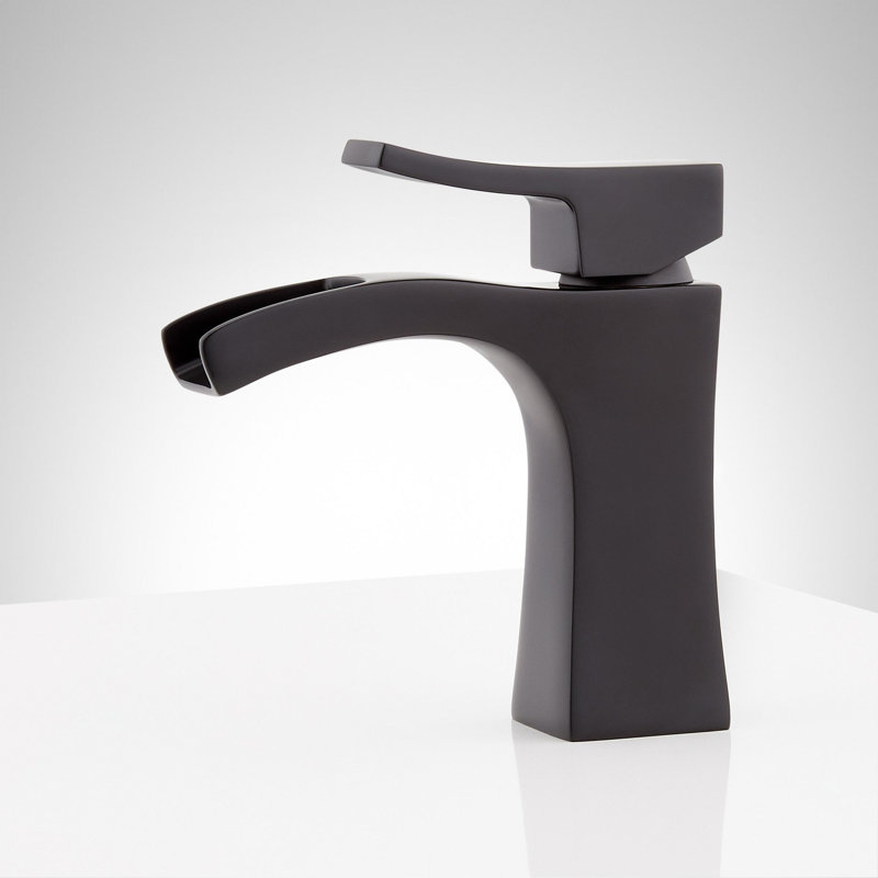 Robinet de salle de bain monotrou 1,2 GPM avec poignée levier en métal et bonde escamotable Vilamonte, Noir mat
