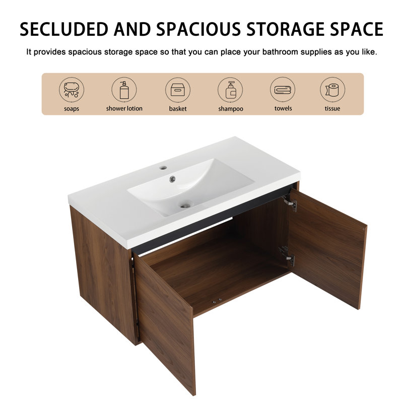 Britta 36'' Single Bathroom Vanity with Resin Top