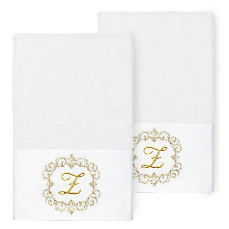 Winston Porter 100% Turkish Cotton MONICA 2PC Embellished Hand Towel Set, Z