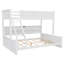 Lit superposé peu encombrant avec rangement et station de charge en bois massif finition antique pour les chambres familiales