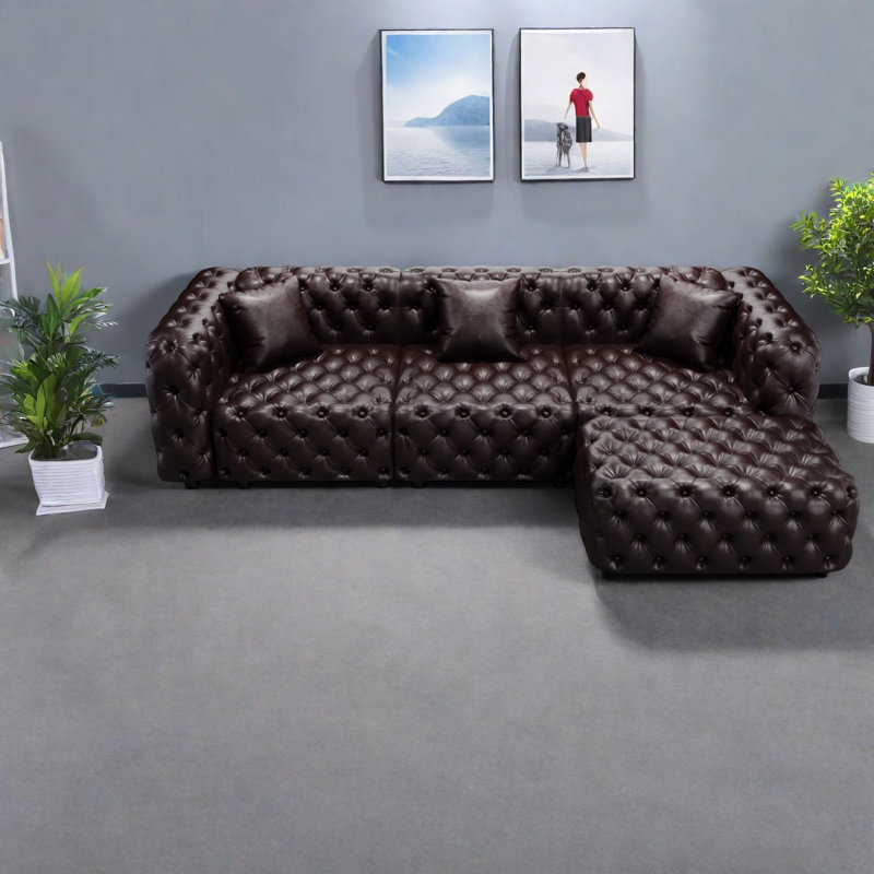 Canapé modulaire en cuir synthétique 105,7 po Compression